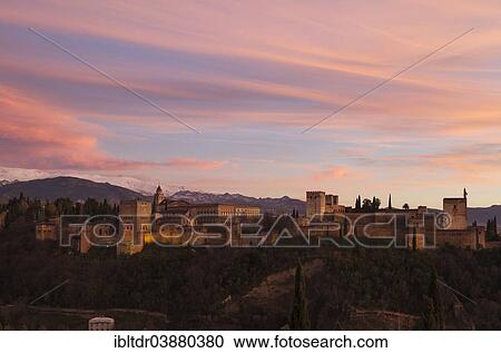 "Alhambra palace at dusk, on the right the Alcazaba, the Sierra Nevada at the back, Granada, Granada province, Andalusia, Spain, Europe" View Large Photo Image Stock Image - "Alhambra palace at dusk, on the right the Alcazaba, the Sierra Nevada at the back, Granada, Granada province, Andalusia, Spain, Europe". Fotosearch