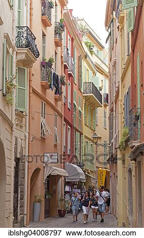 Stock Photo - "Alley in the historic centre, Monaco, Europe". Fotosearch