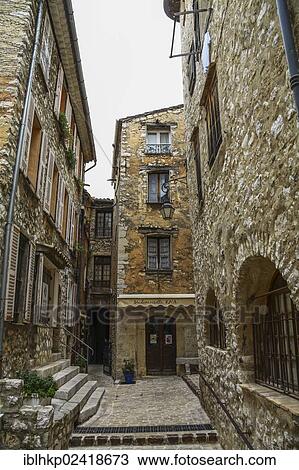Alley in the historic district, Tourrettes sur Loup, France, Europe View Large Photo Image Stock Image - Alley in the historic district, Tourrettes sur Loup, France, Europe. Fotosearch