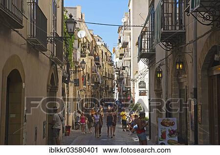 Stock Image - "Alley in the historic town centre, Cefalu, Province of Palermo, Sicily, Italy, Europe". Fotosearch