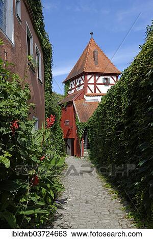 "Alley with a defence tower, Altmuhltal, Beilngries, Upper Bavaria, Bavaria, Germany, Europe" View Large Photo Image Stock Image - "Alley with a defence tower, Altmuhltal, Beilngries, Upper Bavaria, Bavaria, Germany, Europe". Fotosearch