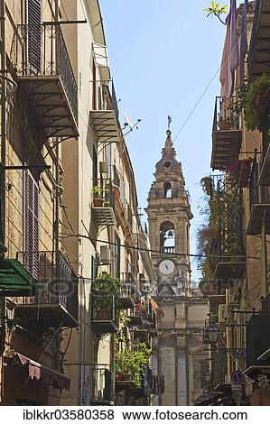 "Alley with the Church of Sant Ignazio dell Olivella, Palermo, Province of Palermo, Sicily, Italy, Europe" View Large Photo Image Stock Photo - "Alley with the Church of Sant Ignazio dell Olivella, Palermo, Province of Palermo, Sicily, Italy, Europe". Fotosearch