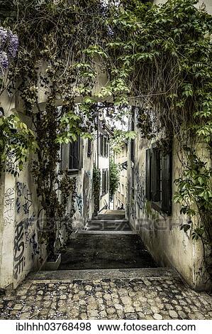 Stock Photo - "Alleyway, Basel, Canton of Basel-Stadt, Switzerland, Europe". Fotosearch