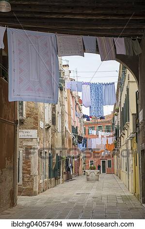 "Alleyway, Castello district, Venice, Veneto Region, Italy, Europe" View Large Photo Image Picture - "Alleyway, Castello district, Venice, Veneto Region, Italy, Europe". Fotosearch