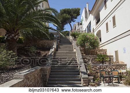 "Alleyway with stairs, Figuera, Mallorca, Majorca, Balearic Islands, Spain, Europe" View Large Photo Image Stock Image - "Alleyway with stairs, Figuera, Mallorca, Majorca, Balearic Islands, Spain, Europe". Fotosearch