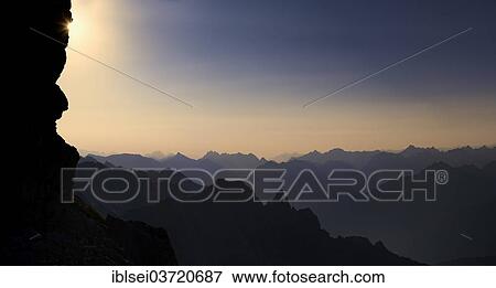 Stock Photo - "Allgaeu Alps at sunrise, Allgauer Alpen, Tyrol, Austria, Europe". Fotosearch