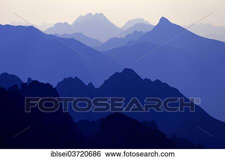 Stock Photograph - "Allgaeu Alps during the blue hour, Allgauer Alpen, Tyrol, Austria, Europe". Fotosearch