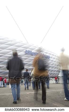 Stock Image - "Allianz Arena, football stadium, Aschheim, Munich, Upper Bavaria, Bavaria, Germany, Europe". Fotosearch