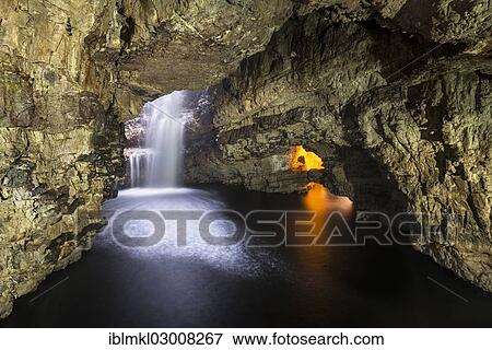 "Allt Smoo stream passing through a hole in the ceiling into Smoo Cave limestone cave, Durness, Northern Highlands, Sutherland County, Highland, Scotland, United Kingdom, Europe" View Large Photo Image Stock Photo - "Allt Smoo stream passing through a hole in the ceiling into Smoo Cave limestone cave, Durness, Northern Highlands, Sutherland County, Highland, Scotland, United Kingdom, Europe". Fotosearch