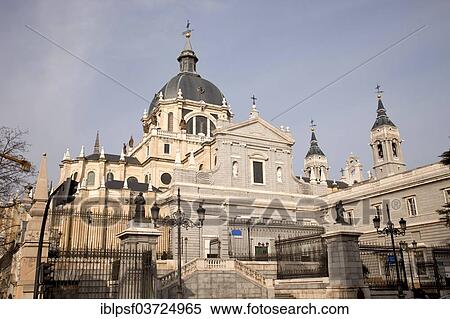Stock Photography - "Almudena Cathedral or Catedral de Santa Maria la Real de la Almudena de Madrid, Madrid, Spain, Europe". Fotosearch