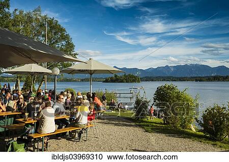 Stock Photography Of Alpenblick Beer Garden At Staffelsee