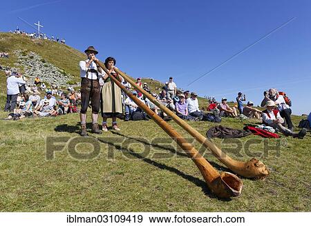 "Alphorn players, Diedamskopf, Schoppernau, Bregenzerwald, Bregenzer Wald, Vorarlberg, Austria, Europe" View Large Photo Image Stock Photo - "Alphorn players, Diedamskopf, Schoppernau, Bregenzerwald, Bregenzer Wald, Vorarlberg, Austria, Europe". Fotosearch