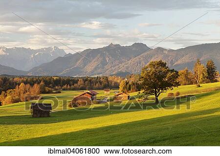 "Alpine landscape with barn, with a view of the Wetterstein range, Murnau, Upper Bavaria, Bavaria, Germany, Europe" View Large Photo Image Stock Image - "Alpine landscape with barn, with a view of the Wetterstein range, Murnau, Upper Bavaria, Bavaria, Germany, Europe". Fotosearch