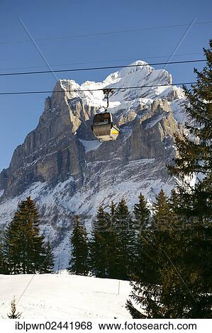 Stock Photo - "Alpine slopes with snow looking towards the Wetterhorn Mountain, Switzerland, Europe". Fotosearch