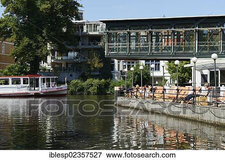 "Alster river steamer on the Osterbekkanal canal, Muehlenkamp pier, Hamburg, Hamburg, Germany, Europe" View Large Photo Image Stock Photo - "Alster river steamer on the Osterbekkanal canal, Muehlenkamp pier, Hamburg, Hamburg, Germany, Europe". Fotosearch