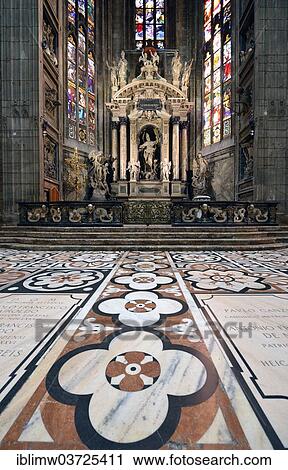 Stock Image - "Altar, floor mosaic, Milan Cathedral, Milan, Lombardy, Italy, Europe". Fotosearch