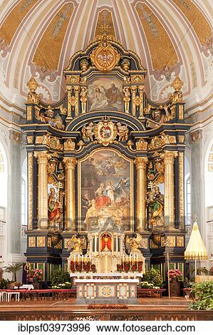 Stock Photograph - "Altar, neo-baroque Basilica of St. Anna in the pilgrimage town Altotting, Upper Bavaria, Bavaria, Germany, Europe". Fotosearch