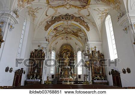 Stock Image - "Altar, pilgrimage church of St. Rasso, Grafrath, Upper Bavaria, Bavaria, Germany, Europe". Fotosearch