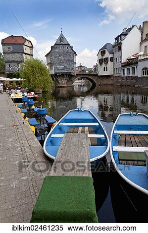 "Alte Nahebruecke bridge and the Brueckenhaeuser houses, boat dock, Bad Kreuznach, Rhineland-Palatinate, Germany, Europe" View Large Photo Image Stock Photography - "Alte Nahebruecke bridge and the Brueckenhaeuser houses, boat dock, Bad Kreuznach, Rhineland-Palatinate, Germany, Europe". Fotosearch