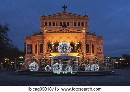 "Alte Oper, Old Opera House, with Lucae Fountain at the front, with Christmas decorations and lights, at dusk, Westend, Frankfurt am Main, Hesse, Germany, Europe" View Large Photo Image Stock Photography - "Alte Oper, Old Opera House, with Lucae Fountain at the front, with Christmas decorations and lights, at dusk, Westend, Frankfurt am Main, Hesse, Germany, Europe". Fotosearch