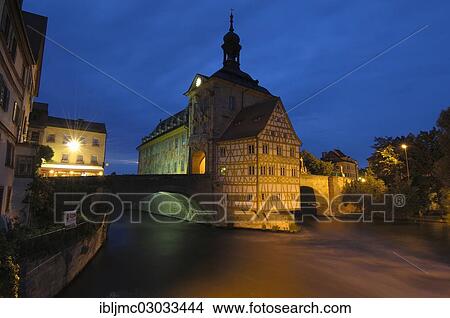 "Altes Rathaus, Old Town Hall, UNESCO World Heritage site, at dusk, Franconia, Bamberg, Upper Franconia, Bavaria, Germany, Europe" View Large Photo Image Picture - "Altes Rathaus, Old Town Hall, UNESCO World Heritage site, at dusk, Franconia, Bamberg, Upper Franconia, Bavaria, Germany, Europe". Fotosearch