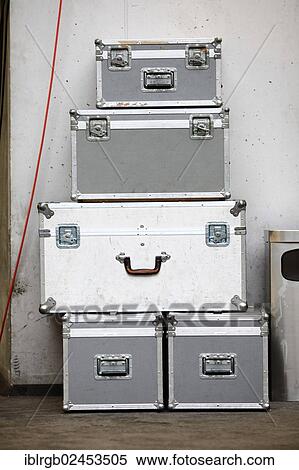 Aluminium transport boxes at a trade show View Large Photo Image Stock Photography - Aluminium transport boxes at a trade show. Fotosearch