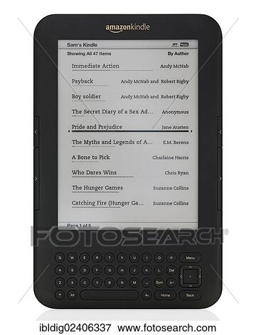 Stock Photo - Amazon Kindle eReader reading device. Fotosearch