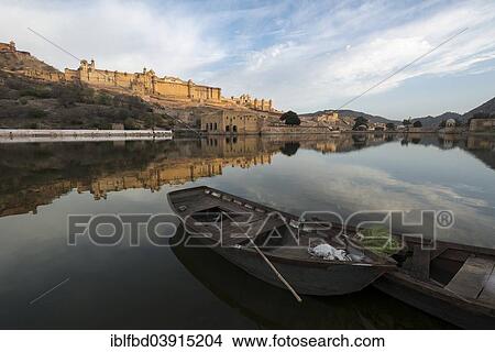 Picture - "Amber Palace and Maota Lake, Amer, Rajasthan, India, Asia". Fotosearch