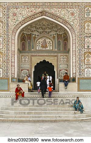 Stock Image - "Amer Palace, also Amber Fort, Royal Palace of the Kachwahas, near Jaipur, Rajasthan, India, Asia". Fotosearch