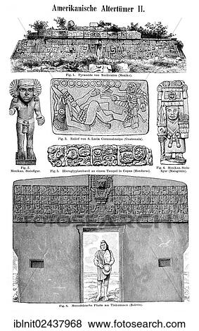 Stock Photo - "American Antiquities II, an illustration from Meyers Konversations-Lexikon, an encyclopedia from 1897". Fotosearch