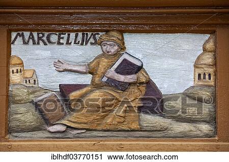 "Ammianus Marcellinus, 330 - 400, a Roman historian, wood carving, Alte Lateinschule Alfeld building, Alfeld, Lower Saxony, Germany, Europe" View Large Photo Image Stock Image - "Ammianus Marcellinus, 330 - 400, a Roman historian, wood carving, Alte Lateinschule Alfeld building, Alfeld, Lower Saxony, Germany, Europe". Fotosearch