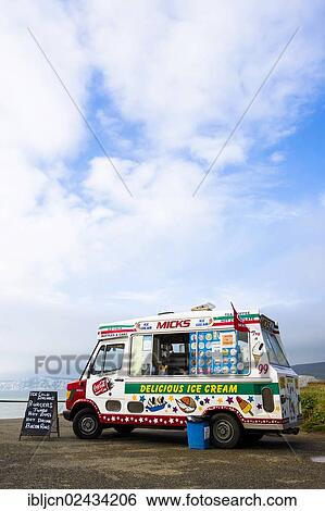 "An ice cream van is parked on a coastal car park above Compton Bay on the Isle of Wight, England, United Kingdom, Europe" View Large Photo Image Stock Photograph - "An ice cream van is parked on a coastal car park above Compton Bay on the Isle of Wight, England, United Kingdom, Europe". Fotosearch