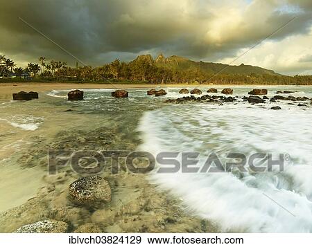 "Anahola Bay in the morning light, Kaua'i, Hawaii, USA" View Large Photo Image Stock Photo - "Anahola Bay in the morning light, Kaua'i, Hawaii, USA". Fotosearch