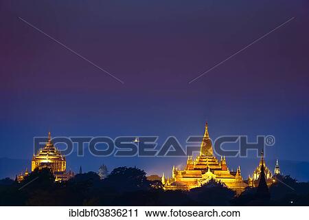 "Ananda Temple, gilded tower structure or Shikhara, stupas, pagodas, temple complex, at night, Plateau of Bagan, Mandalay Division, Burma or Myanmar" View Large Photo Image Stock Image - "Ananda Temple, gilded tower structure or Shikhara, stupas, pagodas, temple complex, at night, Plateau of Bagan, Mandalay Division, Burma or Myanmar". Fotosearch