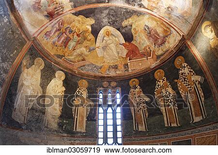 "Anastasis fresco and Church Fathers wearing bishop's robes in the Parekklesion or Funeral Chapel, Chora Church or Kariye Camii, Edirnekapi, Fatih, Istanbul, European side, Istanbul Province, Turkey, European side, Europe" View Large Photo Image Stock Photo - "Anastasis fresco and Church Fathers wearing bishop's robes in the Parekklesion or Funeral Chapel, Chora Church or Kariye Camii, Edirnekapi, Fatih, Istanbul, European side, Istanbul Province, Turkey, European side, Europe". Fotosearch