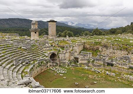 "Ancient city of Xanthos, Roman theatre with pillar tomb and harpy tomb, Xanthos, Mediterranean Region, Turkey, Asia" View Large Photo Image Stock Photograph - "Ancient city of Xanthos, Roman theatre with pillar tomb and harpy tomb, Xanthos, Mediterranean Region, Turkey, Asia". Fotosearch