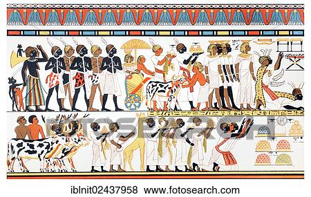 Stock Photo - "Ancient Egyptian painting, an illustration from Meyers Konversations-Lexikon, an encyclopedia from 1897". Fotosearch
