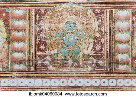 Picture - "Ancient mural, Gajendra Moksham depicting the redemption of the elephant god Gajendra, the largest of its kind in Kerala, Krishnapuram Palace, Kayamkulam, Kerala, India, Asia". Fotosearch