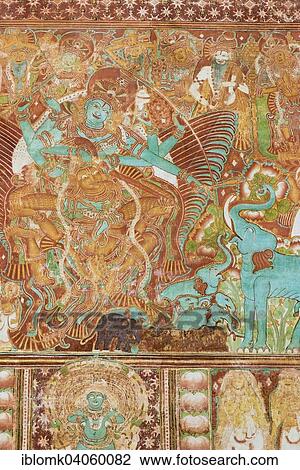 "Ancient mural, Gajendra Moksham depicting the redemption of the elephant god Gajendra, the largest of its kind in Kerala, Krishnapuram Palace, Kayamkulam, Kerala, India, Asia" View Large Photo Image Stock Image - "Ancient mural, Gajendra Moksham depicting the redemption of the elephant god Gajendra, the largest of its kind in Kerala, Krishnapuram Palace, Kayamkulam, Kerala, India, Asia". Fotosearch
