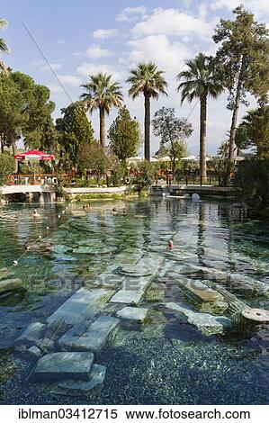 Stock Photography - "Ancient pool, Pamukkale thermal pool, remains of the ancient city of Hierapolis, Hierapolis, near Pamukkale, Denizli Province, Aegean Region, Turkey, Asia". Fotosearch