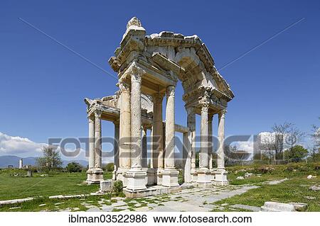 Stock Photograph - "Ancient tetrapylon, ruin, Aphrodisias, Aydin province, Aegean region, Turkey, Asia". Fotosearch