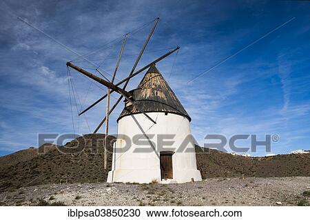"Andalusian windmill, Cabo de Gata-Nijar Natural Park, Andalusia, Spain, Europe" View Large Photo Image Stock Image - "Andalusian windmill, Cabo de Gata-Nijar Natural Park, Andalusia, Spain, Europe". Fotosearch