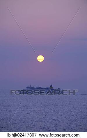 Stock Photo - Anek Line ferry at sunset, Lefkas or Lefkada, Greece, Europe. Fotosearch