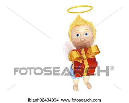 Picture - Angel holding a gift. Fotosearch