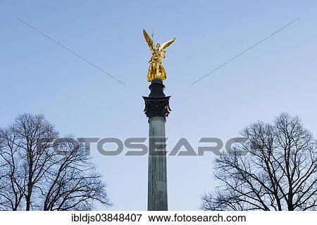 Stock Photo - "Angel of Peace, Bogenhausen, Munich, Upper Bavaria, Bavaria, Germany, Europe". Fotosearch