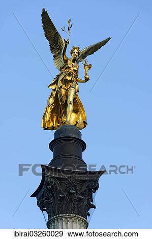 Stock Photo - "Angel of Peace memorial, 1899 AD, Maximilian Park, Prinzregentenstrasse, Munich, Upper Bavaria, Bavaria, Germany, Europe". Fotosearch