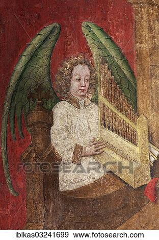 "Angel playing an organ, detail, fresco from the 15th century, Basilica of St. Lambertus, historic center, Dusseldorf, Rhineland, North Rhine-Westphalia, Germany, Europe" View Large Photo Image Stock Photo - "Angel playing an organ, detail, fresco from the 15th century, Basilica of St. Lambertus, historic center, Dusseldorf, Rhineland, North Rhine-Westphalia, Germany, Europe". Fotosearch