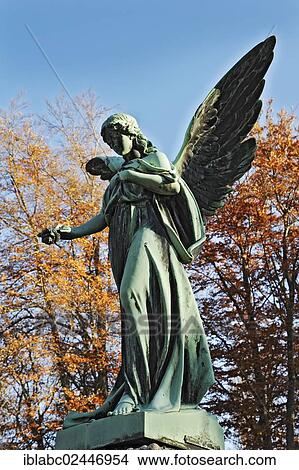 Picture - "Angel statue on the Ostfriedhof or East Cemetery, Munich, Bavaria, Germany, Europe". Fotosearch