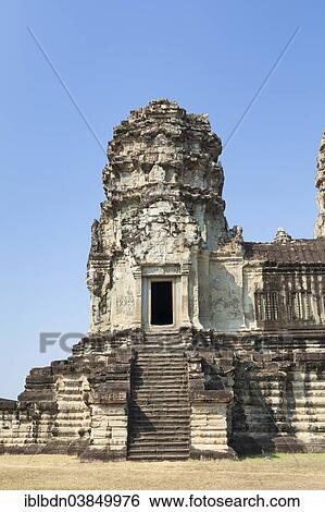 Stock Photograph - "Angkor Wat first level stone tower, Angkor, Siem Reap, Cambodia, Asia". Fotosearch