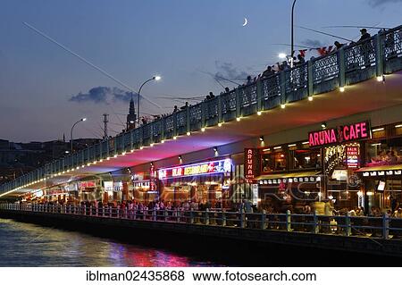 "Anglers and restaurants on the Galata Bridge, Golden Horn, Istanbul, european side, Turkey, Europe, PublicGround, Asia" View Large Photo Image Stock Photo - "Anglers and restaurants on the Galata Bridge, Golden Horn, Istanbul, european side, Turkey, Europe, PublicGround, Asia". Fotosearch